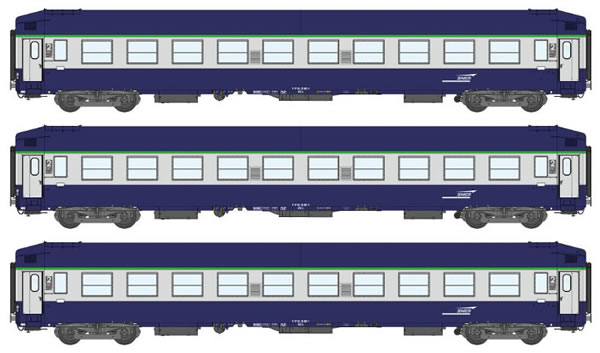 REE Modeles VB-183 - 3pc 2nd Class Passenger Coach Set COFFRET UIC B9C9